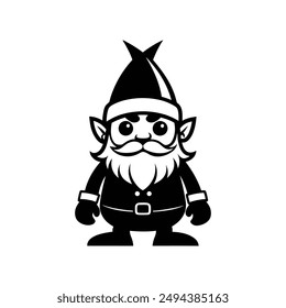 gnome vector art illustration silhouette logo design black and white 