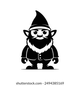 gnome vector art illustration silhouette logo design black and white 