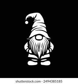 diseño de logotipo de silueta de ilustración de Arte vectorial gnome en blanco y negro 