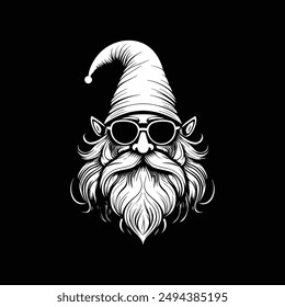 diseño de logotipo de silueta de ilustración de Arte vectorial gnome en blanco y negro 