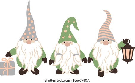 Archivo vectorial Gnome. Diseño de adornos navideños, decoraciones navideñas, dibujos animados.