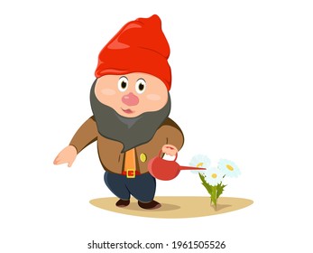 Gnome vector. Gardening cute. Cute fairytale character