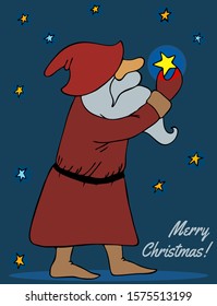 Gnome vector illustration stars christmas hand drawing