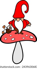 Gnome vector mushrooms cute fall