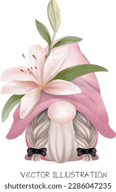 Gnome watercolor with flowers illustration