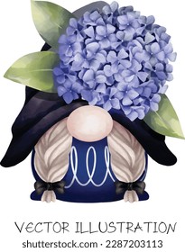 Gnome acuarela con ilustración de flores