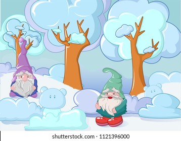 Gnome in winter concept banner. Cartoon illustration of gnome in winter vector concept banner for web design