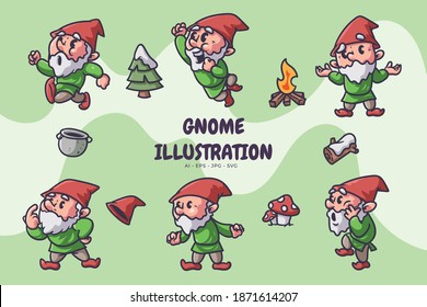 Gnome in winter illustration. file vector editable