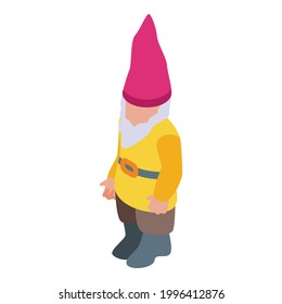 Gnome in yellow coat icon. Isometric of Gnome in yellow coat vector icon for web design isolated on white background