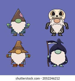 Gnome Zombie, Skeleton, Scarecrow and Grim reaper costume