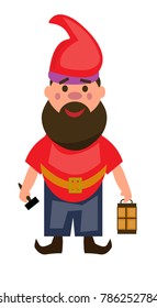 Gnome.Gnome in hammer in hands and flashlight