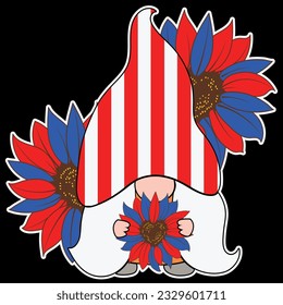 Gnomes 4th of july women gnomerica t-shirt design