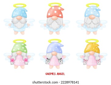 Gnomes Angel funny watercolor Clipart