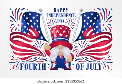 Gnomes Celebrating of 4th of July, Usa independence day banner design