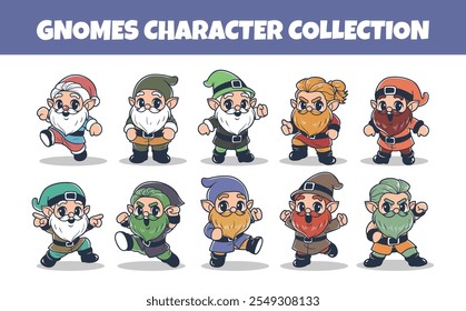 Gnomes character vector illustration set