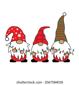 Gnomes Christmas with light vector design