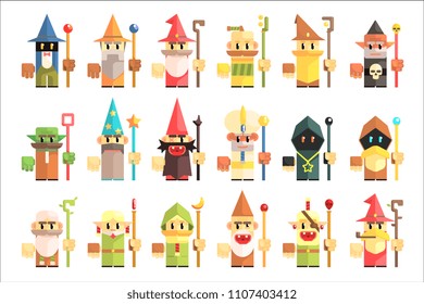 Gnomes, dwarfs or elf and leprechaun cartoon magic characters vector