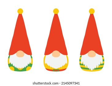 Gnomes flat lay character doodle. Vector illustration