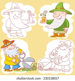 Gnomes, Flower And Garden Pruner.