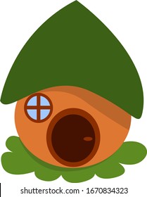 Gnomes house, illustration, vector on white background.