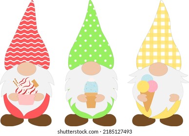 Gnomes ice cream vector illustration