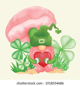 Möbel mit Mushroom nach Aquarell.Aquarell Illustration für den heiligen Patrick's Day.Illustration per Handzeichnung.