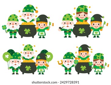 Gnomes Saint Patrick's Day Clipart, Gnome man and woman Saint Patricks,