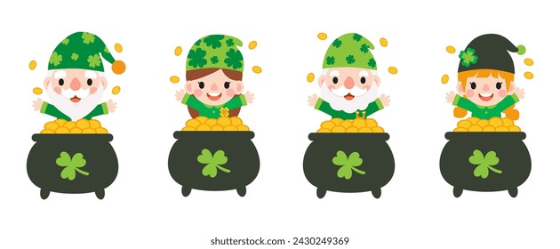 Gnomes Saint Patrick's Day Clipart, Gnome man and woman Saint Patricks,