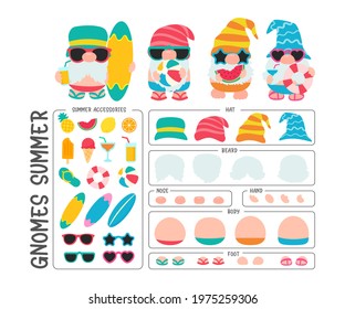 Gnomes Summer. Vector objects for designing gnomes and objects they hold.