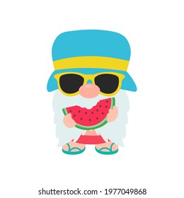 Gnomes Summer. Gnomes wear hats and sunglasses for summer trips to the beach.