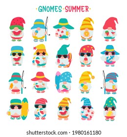 Gnomes Summer. Gnomes wear hats and sunglasses for summer trips to the beach. svg
