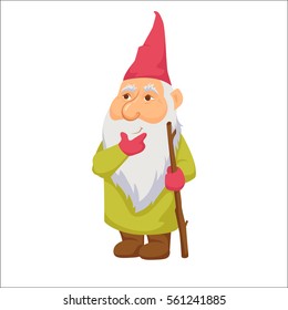 Gnomes. Thoughtful dwarf. Fairy tale. Fantastic character set. Magical stories vector clip art.  Cute garden decorations