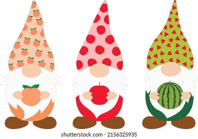 Gnomes tropical fruits vector illustration