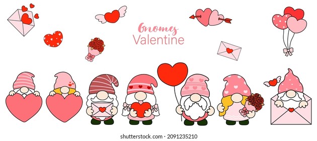 Gnomes Valentine's day Clipart, Gnomes Love