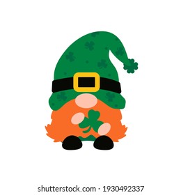 The gnomes wear a top green hat holding a clover. A symbol of good luck in st.patrick's day