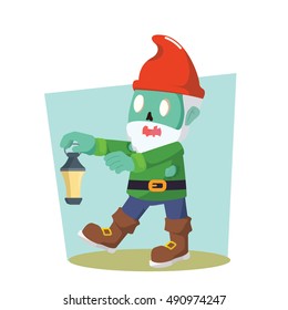 gnomes zombie holding lamp vector illustration design