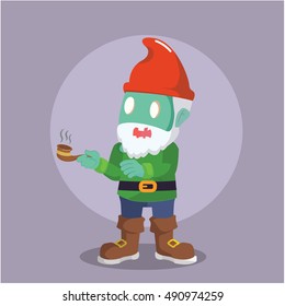 gnomes zombie holding pipe vector illustration design