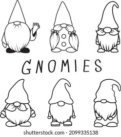 Gnomies Black and white color set 3
