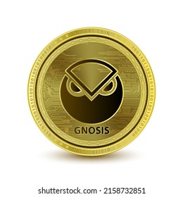 Gnosis (GNO) coin isolated on white background. Cryptocurrency blockchain (crypto currency) digital currency alternative currency. 3D Vector illustration. Symbol of business modern gold, money.