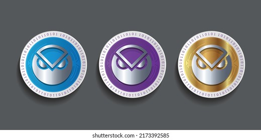 Gnosis (GNO) crypto currency coin set vector illustration template. Futuristic decentralized finance concept virtual cash token. 