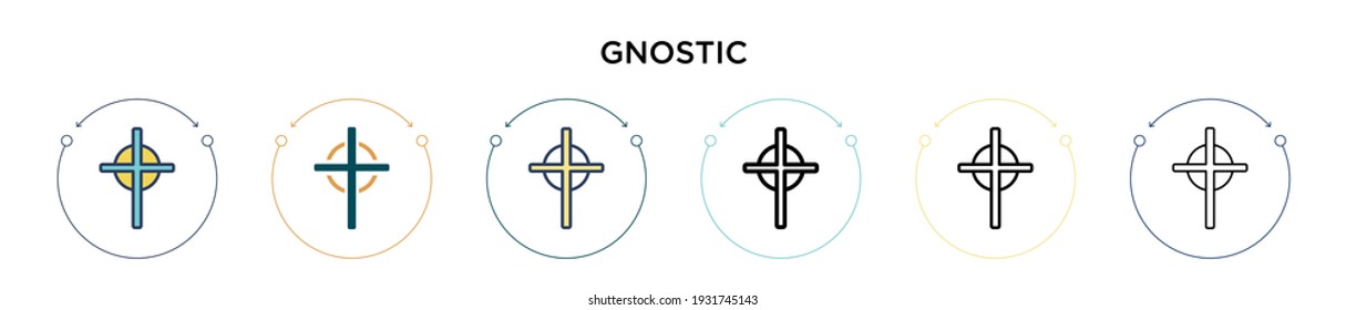 Gnostic icon in filled, thin line, outline and stroke style. Vector illustration of two colored and black gnostic vector icons designs can be used for mobile, ui, web