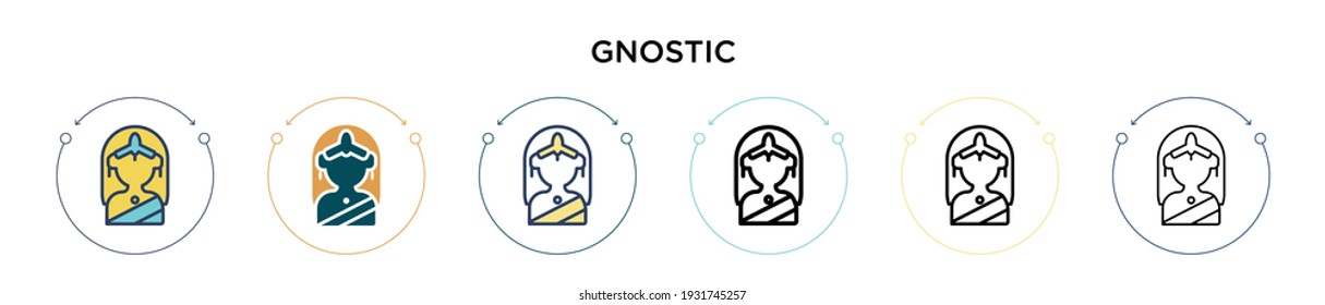 Gnostic icon in filled, thin line, outline and stroke style. Vector illustration of two colored and black gnostic vector icons designs can be used for mobile, ui, web