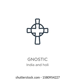 Gnostic icon. Thin linear gnostic outline icon isolated on white background from india collection. Line vector sign, symbol for web and mobile