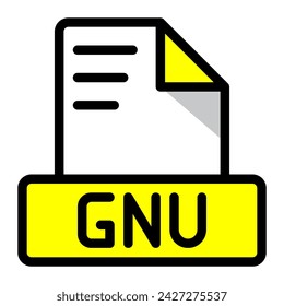 Gnu file icon colorful style design. document format text file icons, Extension, type data, vector illustration.