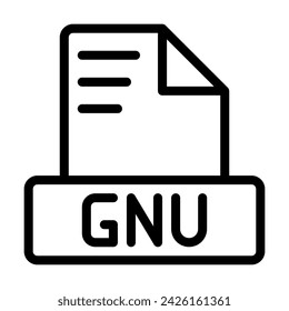 Gnu File Icon. Outline file extension. icons file format symbols. Vector illustration. can be used for website interfaces, mobile applications and software