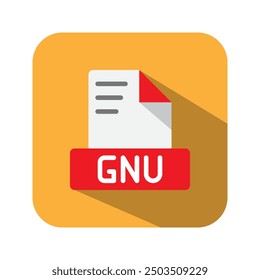 Gnu format flat icons. symbol document files, archive, extension, file type. Can be used for websites, software, UI and mobile apps.