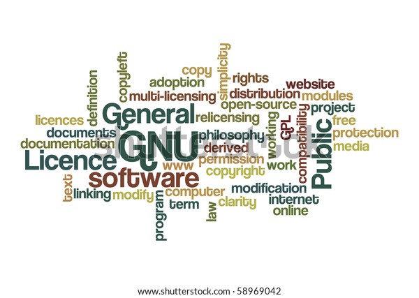 Gnu General Public Licence Word Cloud Stock Vector Royalty Free