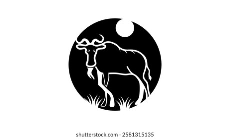 GNU symbol, black isolated silhouette