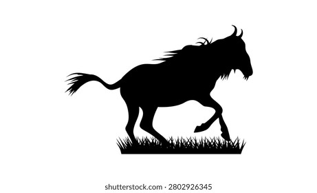 GNU symbol, black isolated vector silhouette