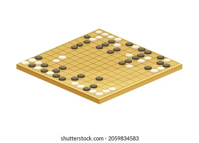 Go abstract strategy board game flat vector illustration on white background